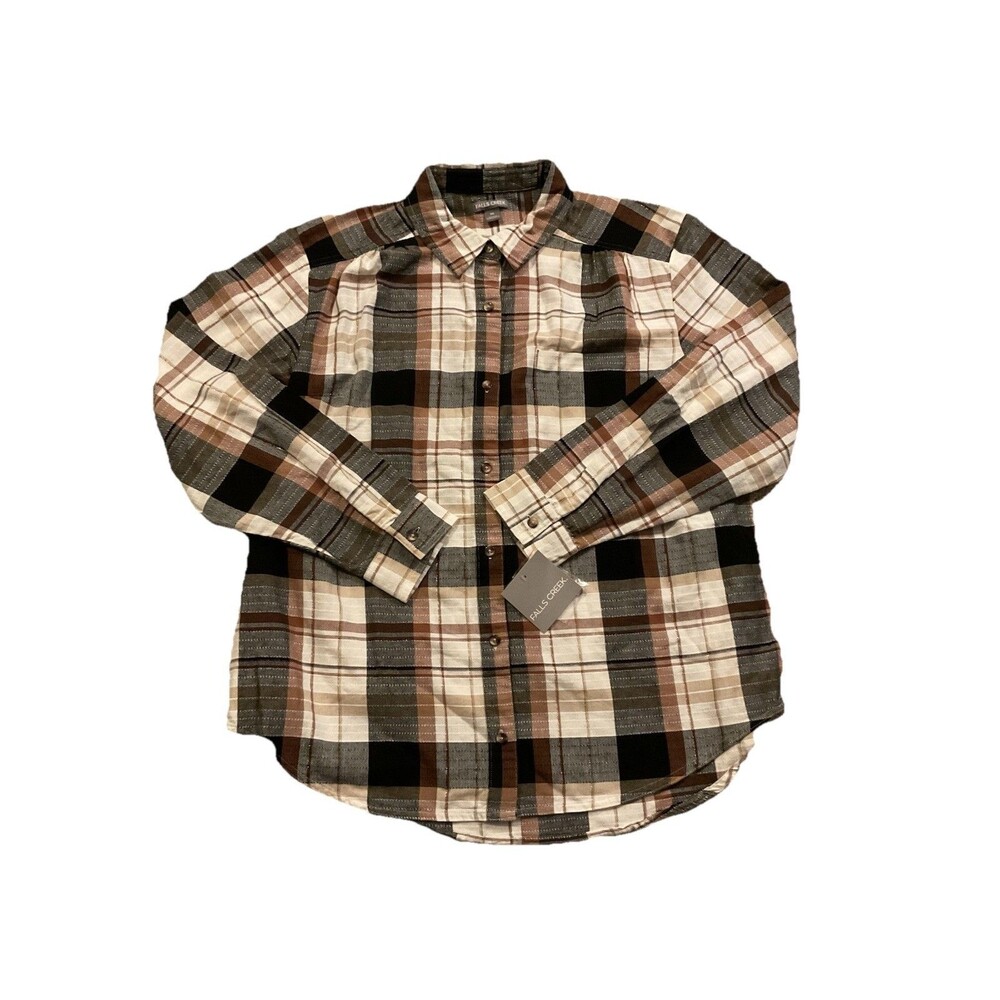 FALLS CREEK Shirt Women’s plaid flannel long sleeve size XL